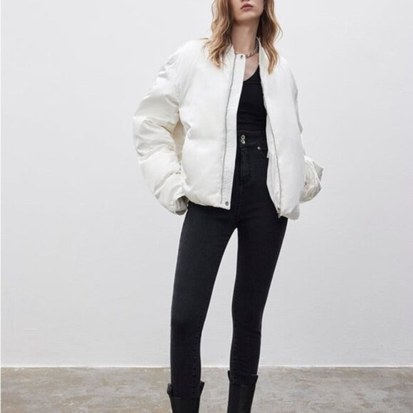 Madeinam Jill Bomber Puffer Jacket Winter Coat Oversized Satin Shine white XS - Picture 8 of 16